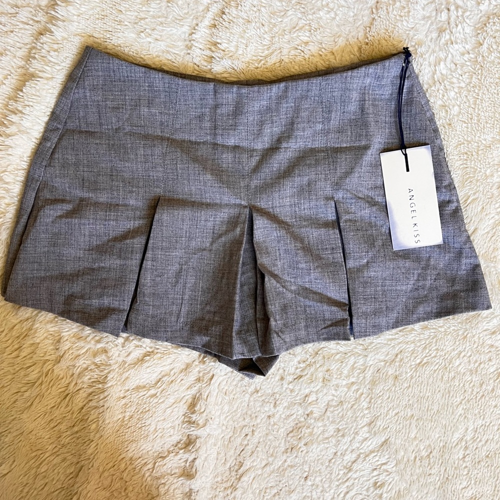 Gray Pleated Mini Skort